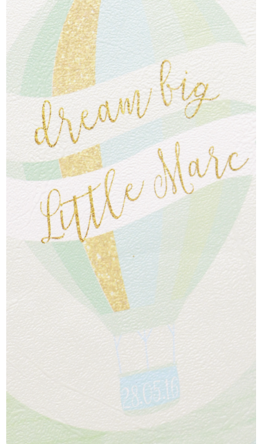 Lumanare de botez pentru baieti cu balaone de aer cald, 65x4 cm, Dream big little one 5